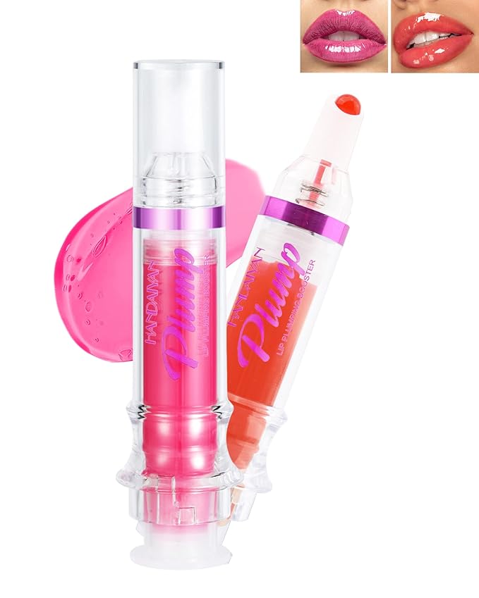Lip Plumping Booster-2Colors Spicy Lip Plumper Oil Lip Gloss, Plump and Pout Lip Plumper Hydrating & Volumizes Lip GLaze, Enhancing Plump Effect for Fuller Lips, Lip Glossy Makeup Gift for Women-03+04-Velvo Beauty