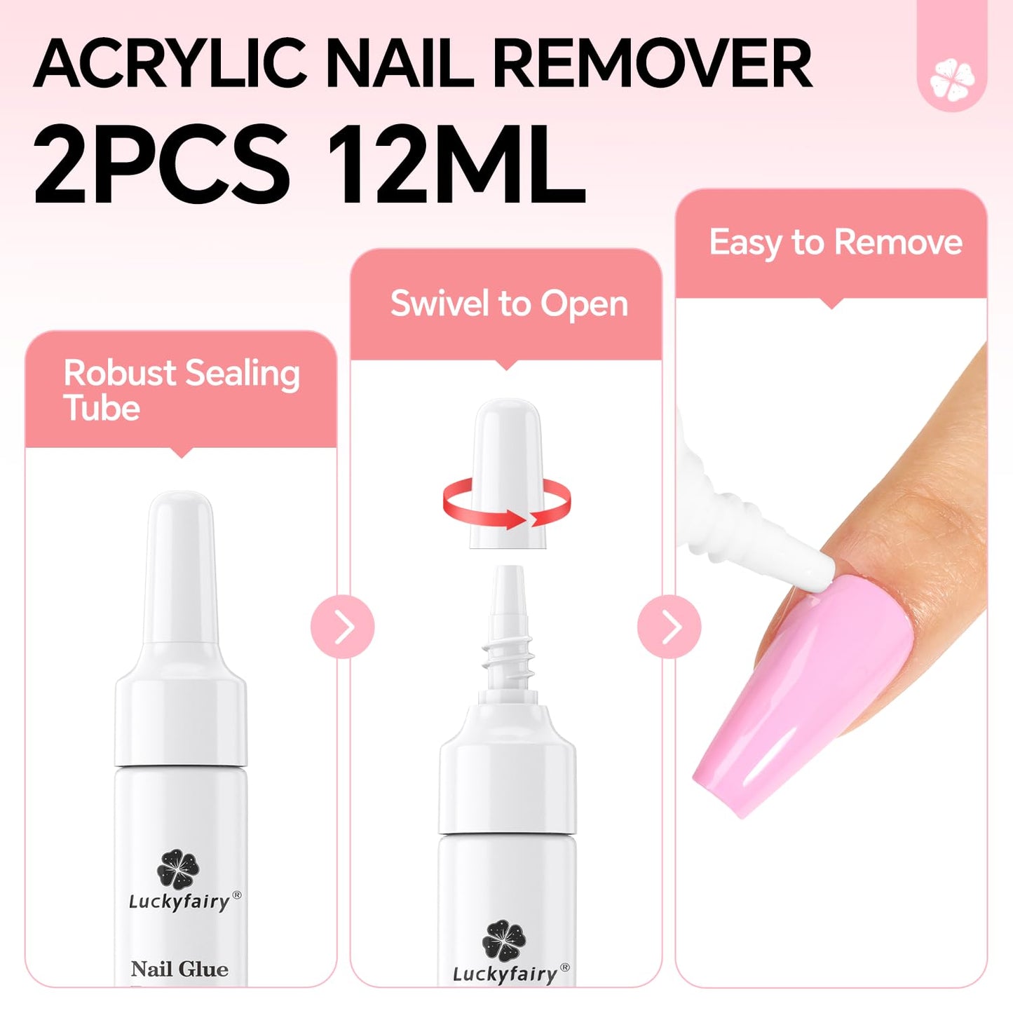 Nail Glue Remover for Press on Nails: Quick Removal Acrylic Nails Semi Solid Nail Glue Acetone-Free, Not for Gel Polish Base Coat Easy Removal Fake Nails, 2Pcs*12ml-Velvo Beauty