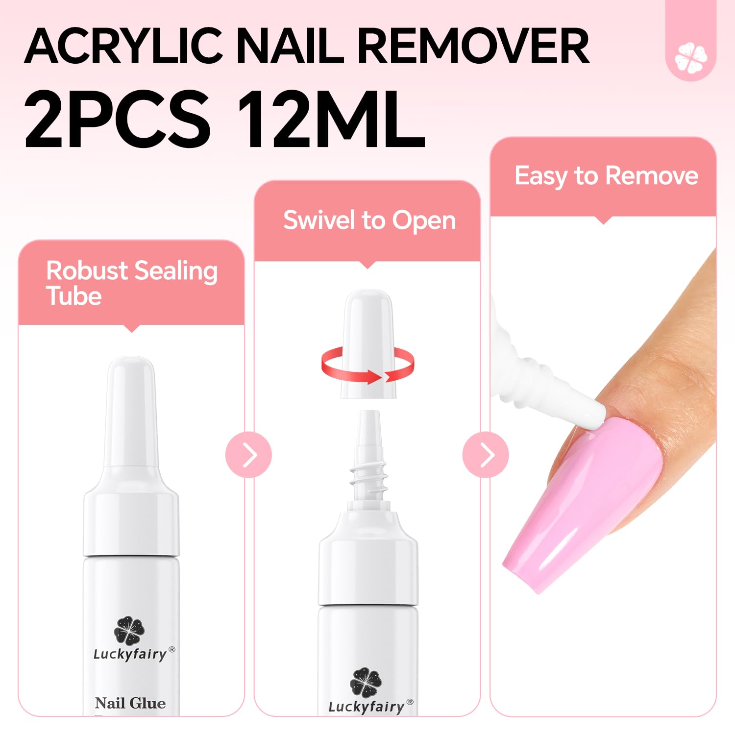 Nail Glue Remover for Press on Nails: Quick Removal Acrylic Nails Semi Solid Nail Glue Acetone-Free, Not for Gel Polish Base Coat Easy Removal Fake Nails, 2Pcs*12ml-Velvo Beauty