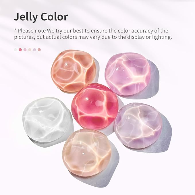 JODSONE 10ml Jelly Gel Nail Polish Set 6 Pale Colours White Pale Red Soft Pink Natural Nude Pale Purple Fresh Pink Purple All Seasons Neutral Soak off LED Lamp Gel Manicure Set for Nail Art-Velvo Beauty