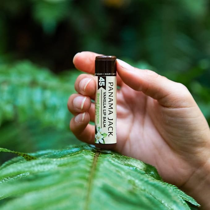 Panama Jack Sunscreen Lip Balm - SPF 45, Broad Spectrum UVA-UVB Sunscreen Protection, Prevents & Soothes Dry, Chapped Lips, Vanilla, Pack of 2-Velvo Beauty