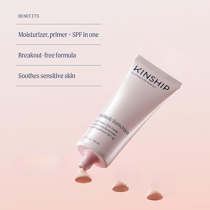 Kinship Zinc Oxide Mineral Sunscreen for Face Self Reflect SPF 32 | Vegan, Reef Safe, Non Toxic Eczema Sunscreen for Sensitive Skin | Sunblock Face Moisturizer with SPF (3.5 oz)-Velvo Beauty