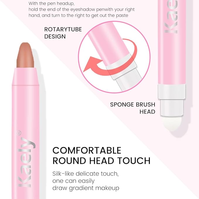 Kaely 2in1 Cream Eye Shadow Brightener Sticks for Eyes, Pencil Eyeshadow Applicator Stick Waterproof Pigmented, Eye Shadow Palette Highlighter Makeup, sombras para ojos, 23 Putty Matte-Velvo Beauty