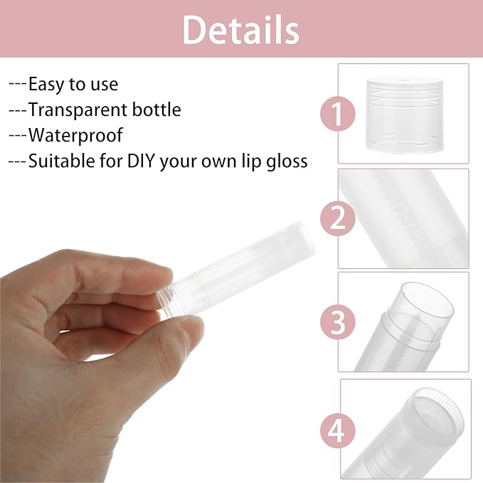 200PCS Lip Balm Tubes with Caps, Clear Lip Balm Tubes Empty Chapstick Tubes Empty Bulk for DIY Lipstick Homemade 3/16 Oz (5.5 ml)-Velvo Beauty
