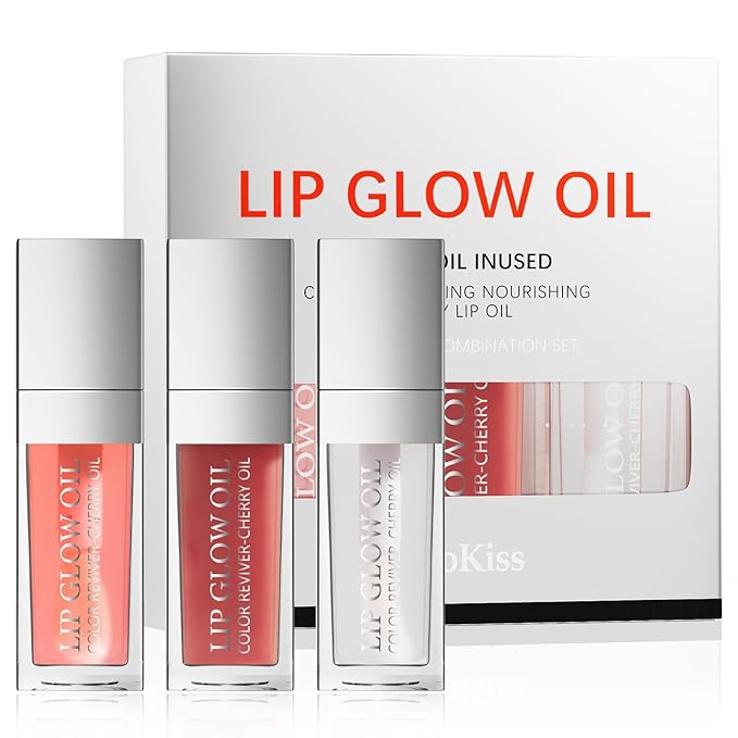 Lip Glow Oil Long Lasting Plumping Transparent Lip Balm Moisturizing Lip Oil Repairing Lip Lines and Prevents Dry Cracked for Lip Care and Dry Lips (Set-B)-Velvo Beauty