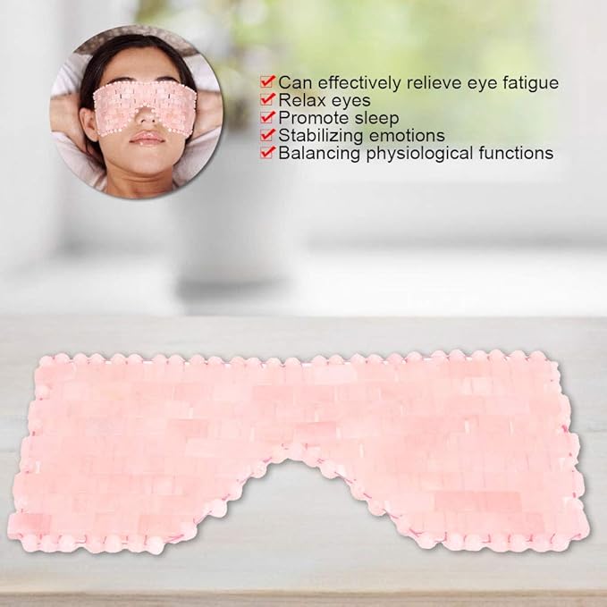 Jade Eye Mask,Jade Stone Cooling Mask,Jade Stones Anti-Aging Cooling Sleeping Eye Mask,Cold Eye Massager Eye Covers for Relief Eye Fatigue(Rose Quartz)-Velvo Beauty