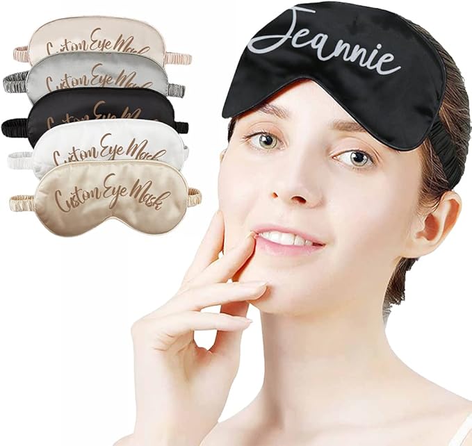 Personalized Eye Masks for Sleeping Add Photo Text Logo Name for Wedding Favor Satin Bachelorette Bridesmaid Gift Black-Velvo Beauty