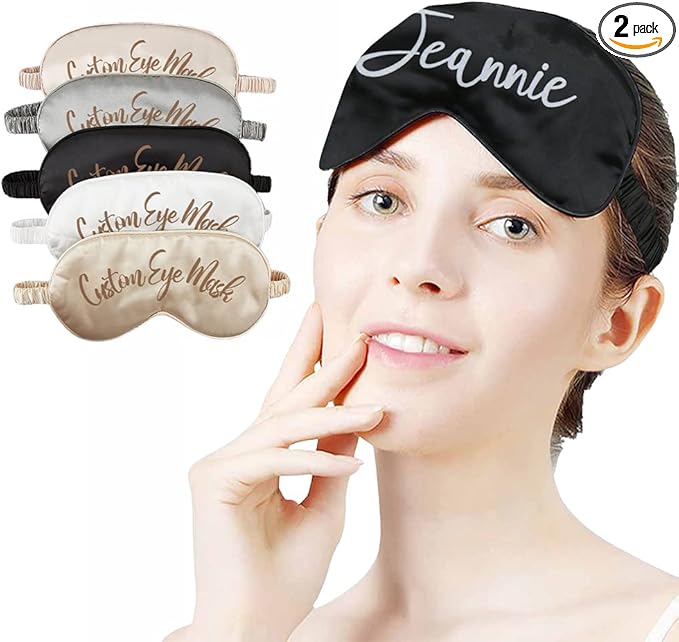 Custom Eye Mask,Add Your Image Text Personalized Sleep Shade Soft Blindfold Eyemask Blackout Eye Cover with Adjustable Strap for Full Night's Sleep,Travel and Nap White-Velvo Beauty