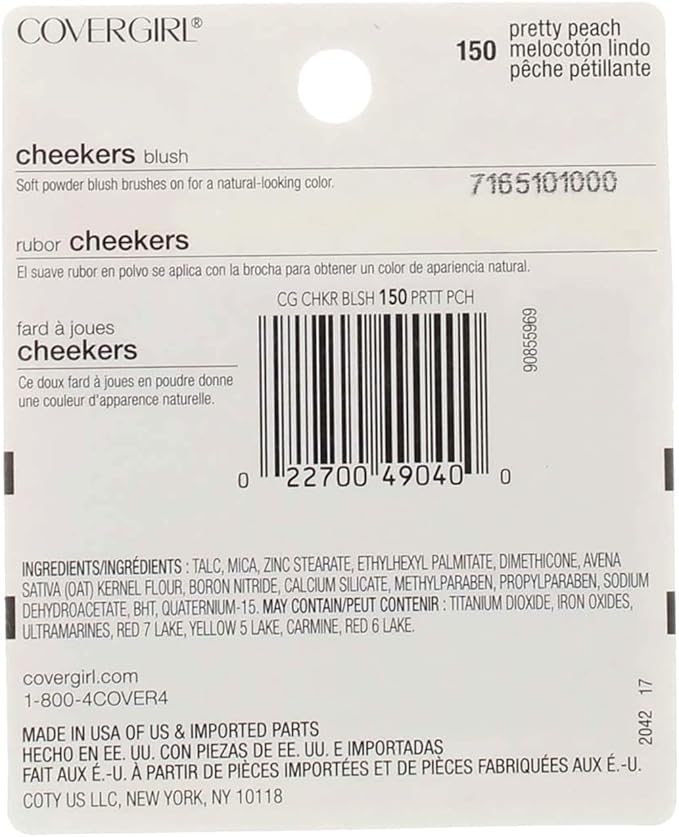 CoverGirl Cheekers Blush, # 150 Pretty Peach, 0.12 Ounce-Velvo Beauty