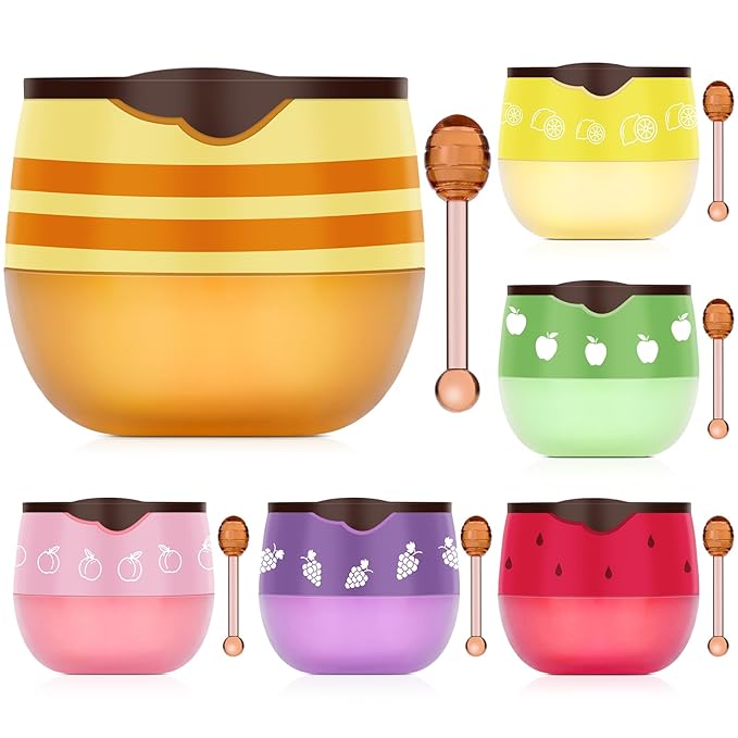 DMSKY 6 PCS Bee Lip Balm Honey Pot, Propolis Lip Mask Overnight, Moisturizing Hydrating Lip Sleeping Mask Prevention Dry and Cracked, Reduce Lip Lines-Velvo Beauty