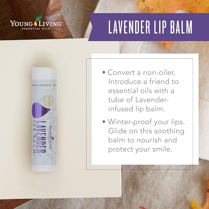 Young Living Lavender Lip Balm - 0.15 oz - Essential Oils , Soothes Dry Lips , Hydrates & Softens , Natural Lip Care Hydrating Lip Treatment , Moisturizing Lip Balm-Velvo Beauty
