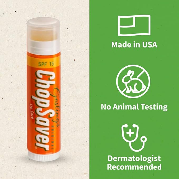 Goslings Original ChopSaver SPF 15 Lip Care, All Natural Lip Balm with SPF, Chapstick for Musicians and More, Effective Relief for Dry, Cracked Lips and Skin, Made in USA, 0.15 Oz (Pack of 6)-Velvo Beauty