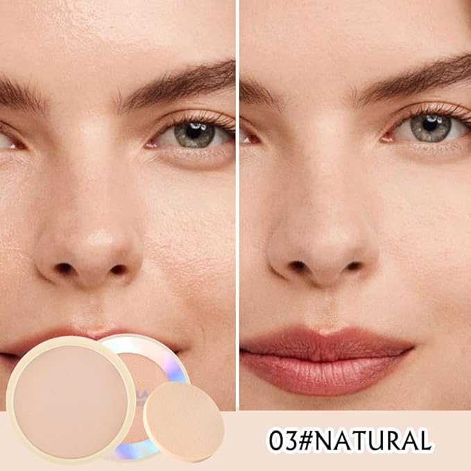 Oil Control Face Pressed Powder, Ultra-Fine Lightweight Face Powder, Soft-focus Matte Finish, Sheer Coverage, Lasting Oil Control, Natural (03#)-Velvo Beauty