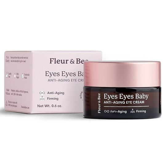 FLEUR & BEE Anti Aging Eye Cream | Clean, 100% Vegan & Cruelty Free | For Dark Circles, Puffy Eyes and Wrinkles | All Skin Types | Eyes Eyes Baby 0.6 oz-Velvo Beauty