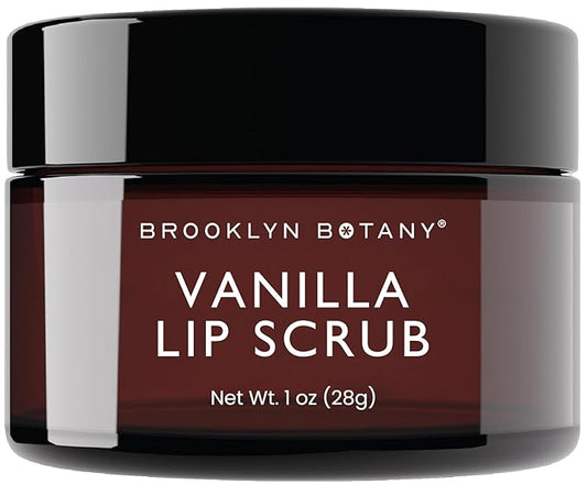 Brooklyn Botany Lip Scrub Exfoliator 1 oz – Lip Moisturizer for Dry Lips and Chapped Lips – Gentle Lip Exfoliator for Smooth and Brighter Lips – Vanilla Flavor-Velvo Beauty