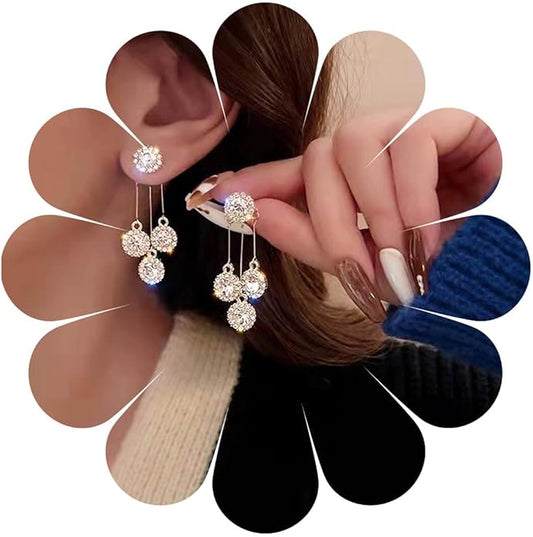 Vintage Crystal Chandelier Drop Earrings Rhinestone Ball Dangle Earrings Gold Rhinestone Stud Earrings Sparkle Bridal Chandelier Earrings Jewelry for Women-Velvo Beauty