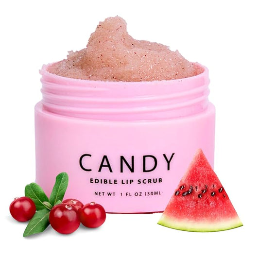Minimo Candy Lip Exfoliator Scrub & Moisturizer - Lip Scrubber Exfoliator- Lip Brightening For Dark Lips Smoker| Removes Dead Skin from Dry Chapped Lips - Nourishes & Hydrates(1 oz) Juicy Watermelon-Velvo Beauty