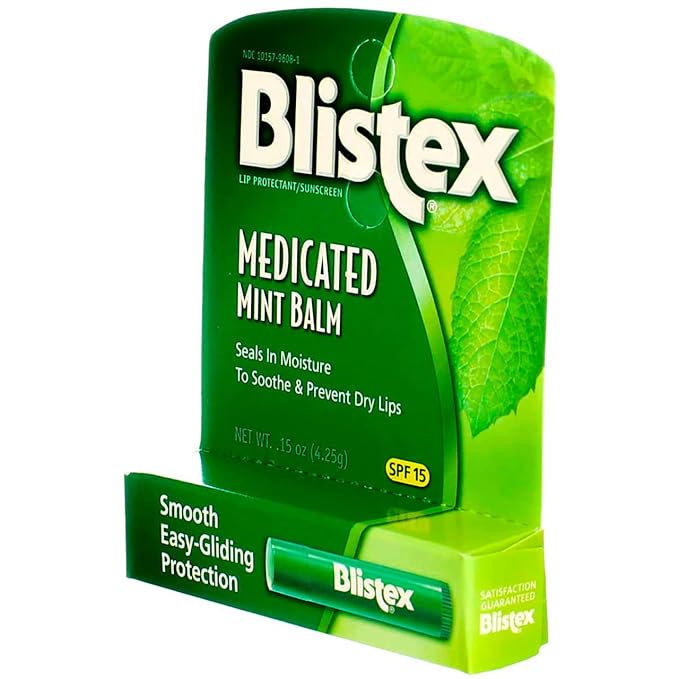 Blistex Medicated Mint Balm SPF 15 0.15 oz (Pack of 12)-Velvo Beauty