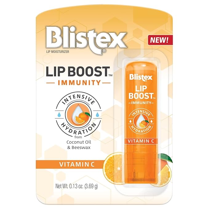 Blistex Lip Boost Immunity, Lip Balm, Intensive Hydration, Vitamin C, Coconut Oil & Beeswax, Moisturizer (Pack of 2)-Velvo Beauty