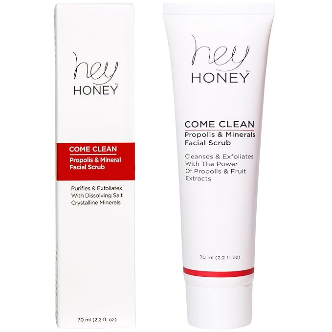 Hey Honey Skincare Propolis and Dead Sea Salt Microdermabrasion Facial Scrub For Sensitive Skin | Non-Abrasive Exfoliating Aimed Brighten Acne Scars, Remove Blackheads & Dead Skin Cells | 2.2 oz-Velvo Beauty