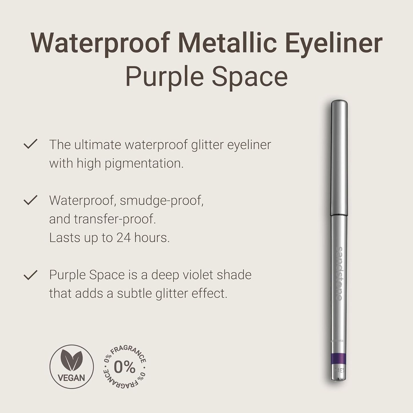 Hypoallergenic Waterproof Eyeliner - Fragrance Free Metallic Eye liner - Vegan and Cruelty Free Eye Pencil - Eyeliner Pencil for Sensitive Eyes (Purple Space)-Velvo Beauty