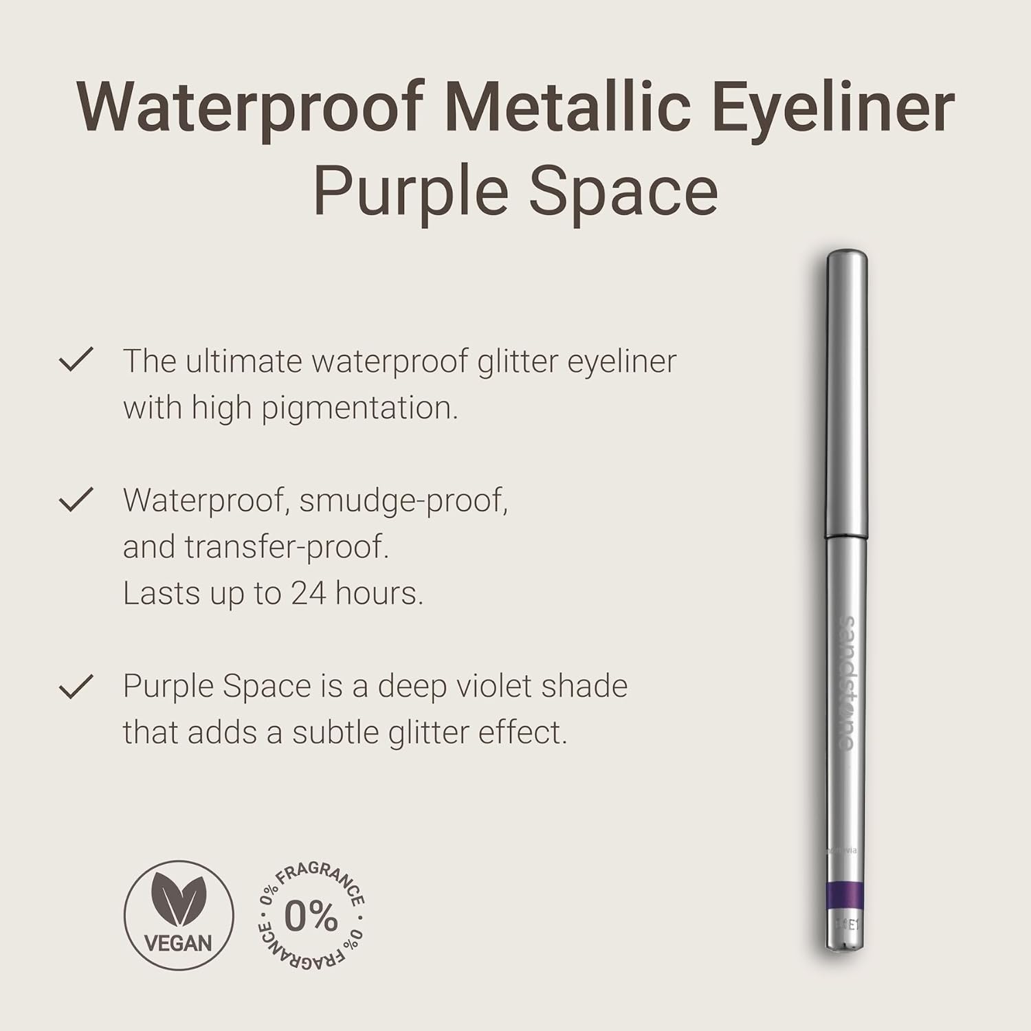 Hypoallergenic Waterproof Eyeliner - Fragrance Free Metallic Eye liner - Vegan and Cruelty Free Eye Pencil - Eyeliner Pencil for Sensitive Eyes (Purple Space)-Velvo Beauty