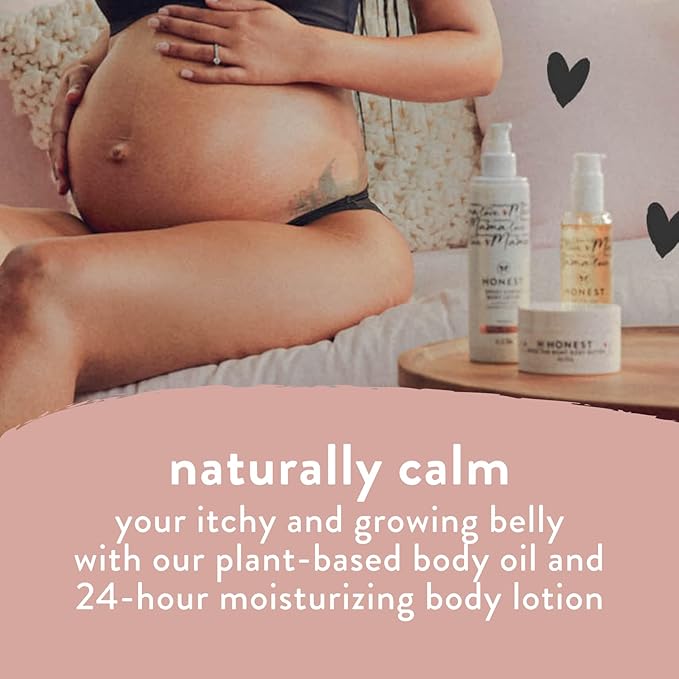 The Honest Company Honest Mama Body + Belly Bump Love Bundle | Moisturizing, Plant-Based Oil + Stretch Mark Butter Cream-Velvo Beauty