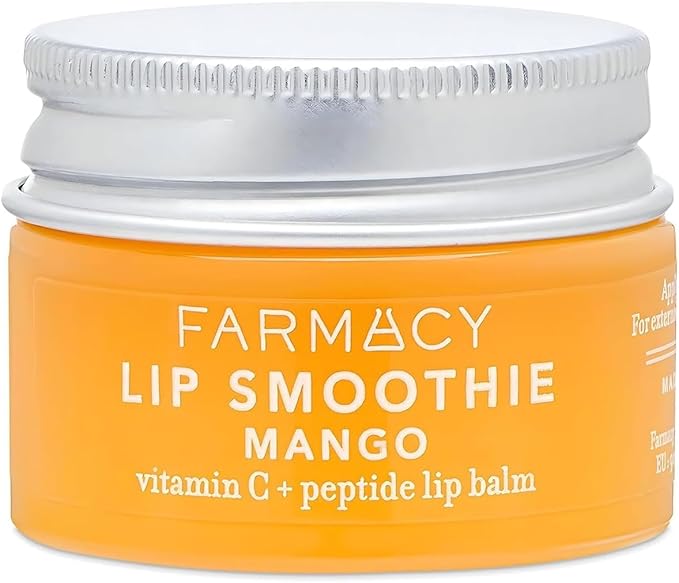 Farmacy Peptide Lip Balm - Lip Smoothie Hydrating Lip Balm with Vitamin C to Visibly Plump + Smooth Lip Lines - Nourishing Lip Treatment with a High-Gloss Finish - Mango (10g)-Velvo Beauty