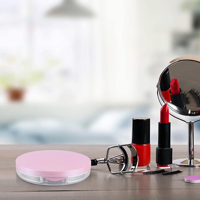 Powder Puff 2pcs Loose Powder Containers with Elasticated Net Sifter, Mirror and Puff 5g Loose Powder Compact Case Case for DIY Makeup and Travel () Cushion Foundation-Velvo Beauty