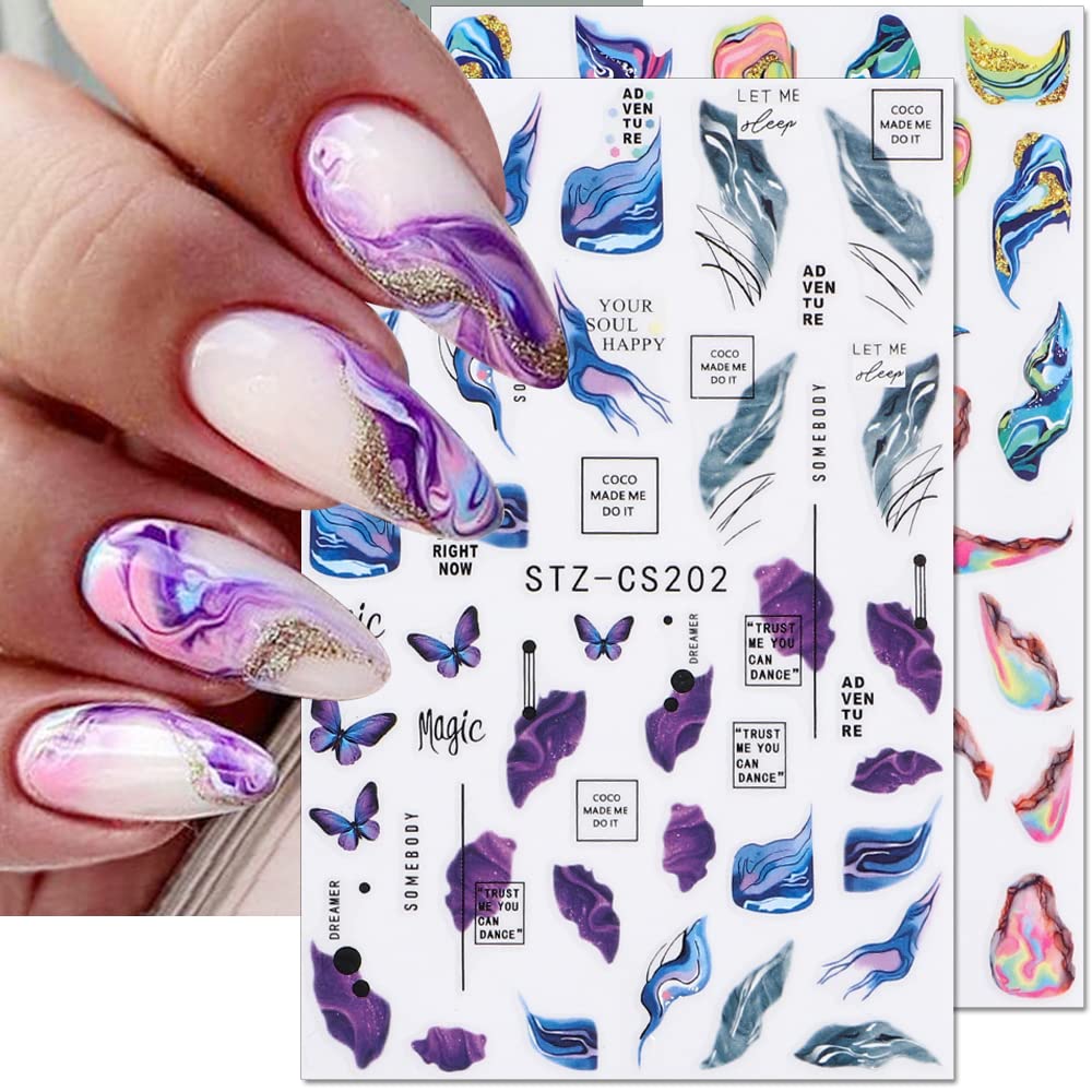 Dornail 6-Sheet Aurora Marble Wave Nail Art Stickers - Self-Adhesive Nail Decals for Women DIY Supplies-Velvo Beauty