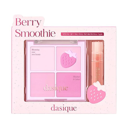 Dasique Blending Mood Cheek Special Edition #06 Berry Smoothie with FREE Juicy Dewy Tint Mini #06 Rose Apple | 4 Blendable Shades in Lightweight Smooth Powder | Korean Makeup-Velvo Beauty