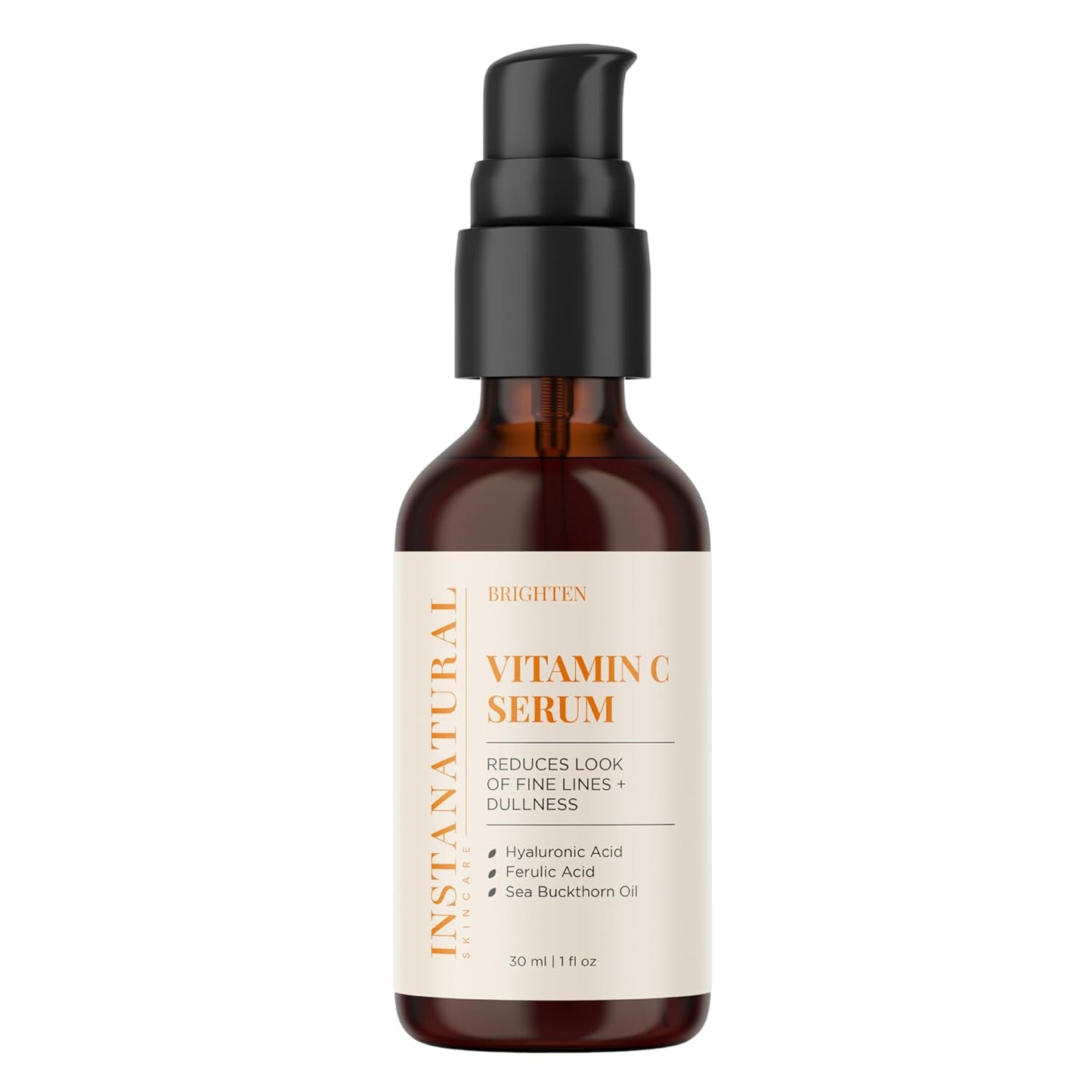 InstaNatural Vitamin C Face Serum, Brightens, Hydrates and Reduces Signs of Aging, with Vitamin C, Hyaluronic and Ferulic Acid, 1 FL Oz-Velvo Beauty