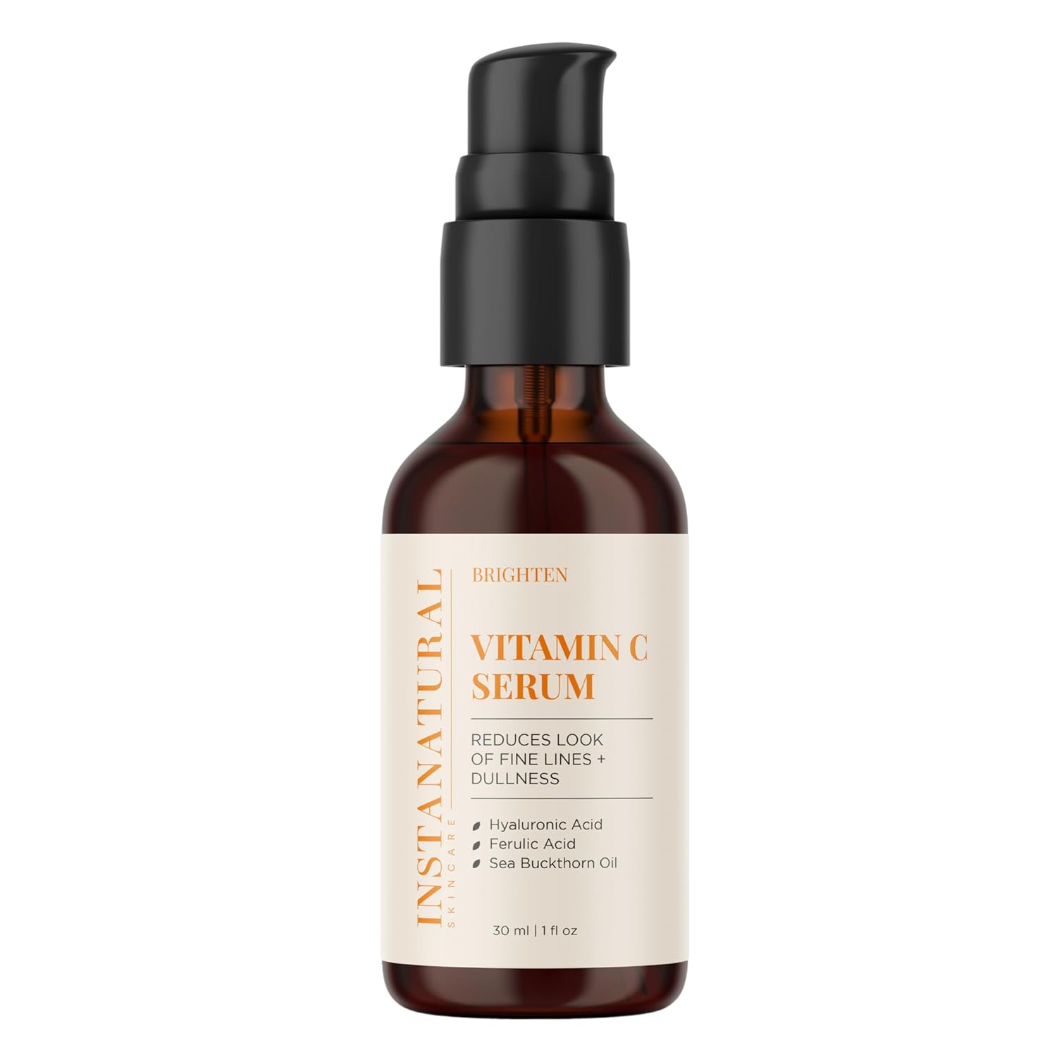 InstaNatural Vitamin C Face Serum, Brightens, Hydrates and Reduces Signs of Aging, with Vitamin C, Hyaluronic and Ferulic Acid, 1 FL Oz-Velvo Beauty