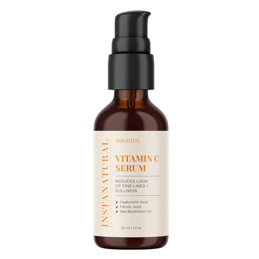 InstaNatural Vitamin C Face Serum, Brightens, Hydrates and Reduces Signs of Aging, with Vitamin C, Hyaluronic and Ferulic Acid, 1 FL Oz-Velvo Beauty