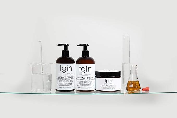 tgin Miracle RepaiRx Deep Hydrating Hair Mask for Curly, Coily and Wavy Hair, with Biotin and Black Castor Oil, Deep Moisture and Repair for Damaged, Color-Treated Hair, 12 oz-Velvo Beauty