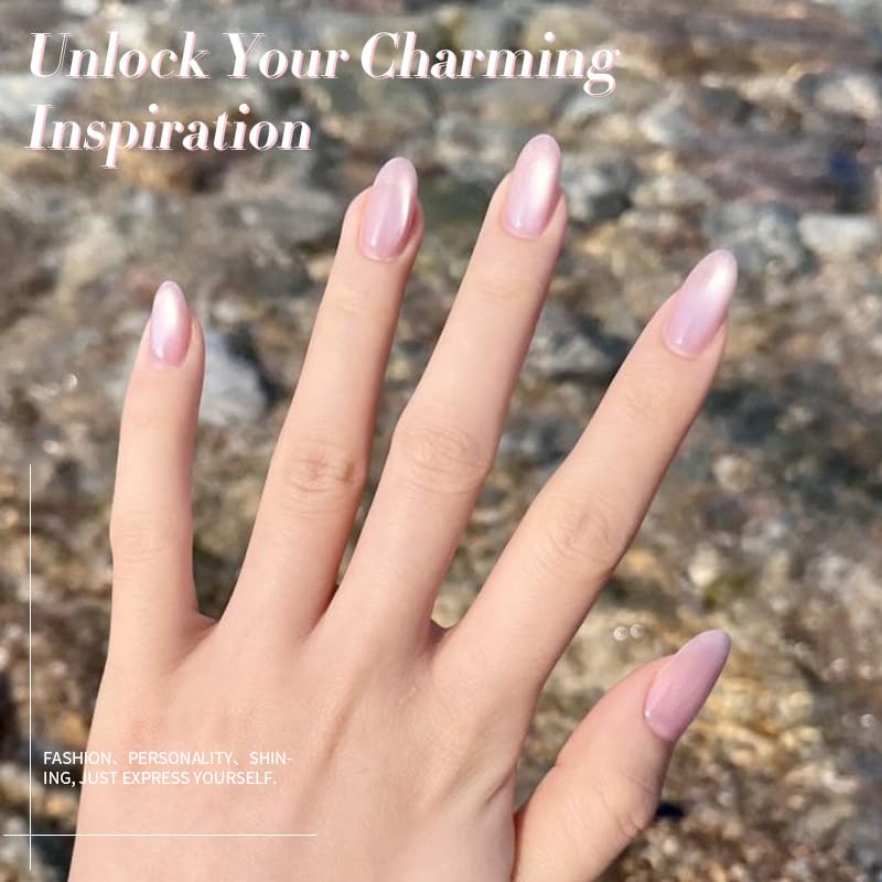 Born Pretty Cat Magnetic Eye Gel Nail Polish,Nude Moonlight Cat Magnetic Gel Nail Polish Soft Lace Magnetic Nail Polish for Nail Art Manicure Salon DIY at Home 15ML-Velvo Beauty