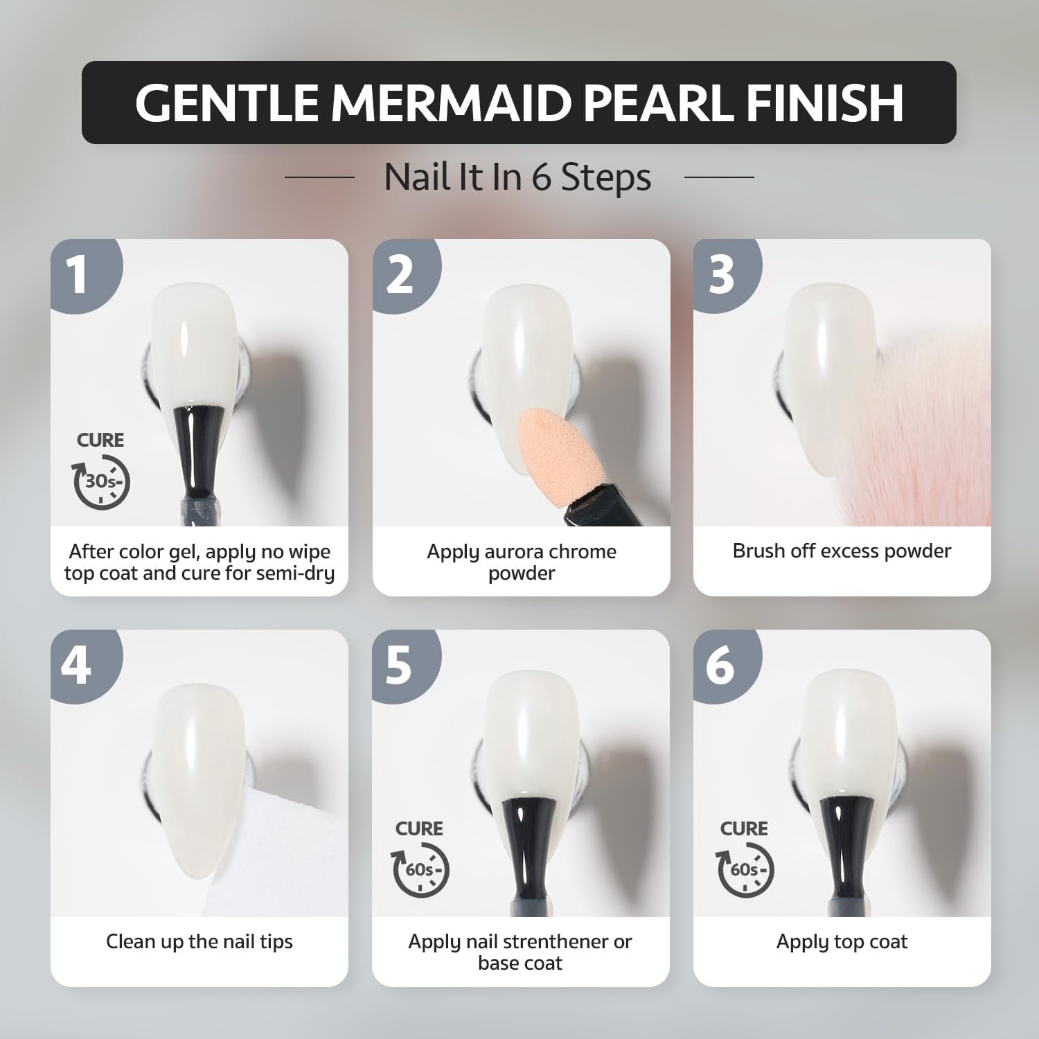 GAOY White Pearl Chrome Nail Powder, 2Pcs Mirror Effect Shimmer Glitter Pigment for Mermaid Aurora Nail Art, Iridescent Powder for Gel Polish & Manicure Decorations, Lustrous White-Velvo Beauty