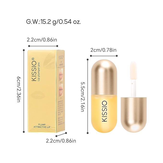 KISSIO Lip Plumper,Day Lip Plumper,Lip Enhancer,Plant Extracts Plumping Lip Serum,Lip Plumping Balm,Moisturizing Clear Lip Gloss for Fuller Lips and Hydrated Beauty Lips 5.5ml (06 Clear)-Velvo Beauty