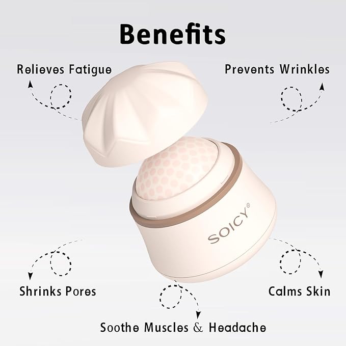 Leeshine Ice Roller Ball for Face and Eyes - Facial Skin Care Tools with a Large Roller and Carry Case Self Care Gift.Men Women (S50-Pink)-Velvo Beauty