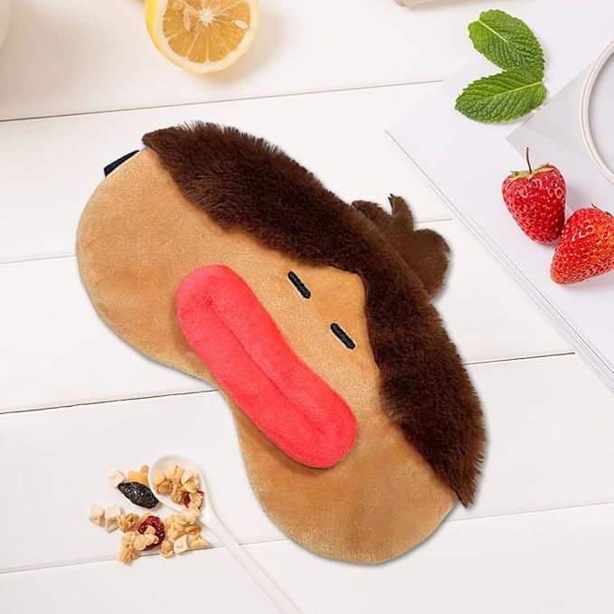 PERFECTSIGHT Sleep Eye Masks, Cute Plush Sleep Eye Cover Lightweight Adjustable Eyeshade Faux Fur Mask Cover for Women Men Sleep Travel Nap, Girl Braid-Velvo Beauty