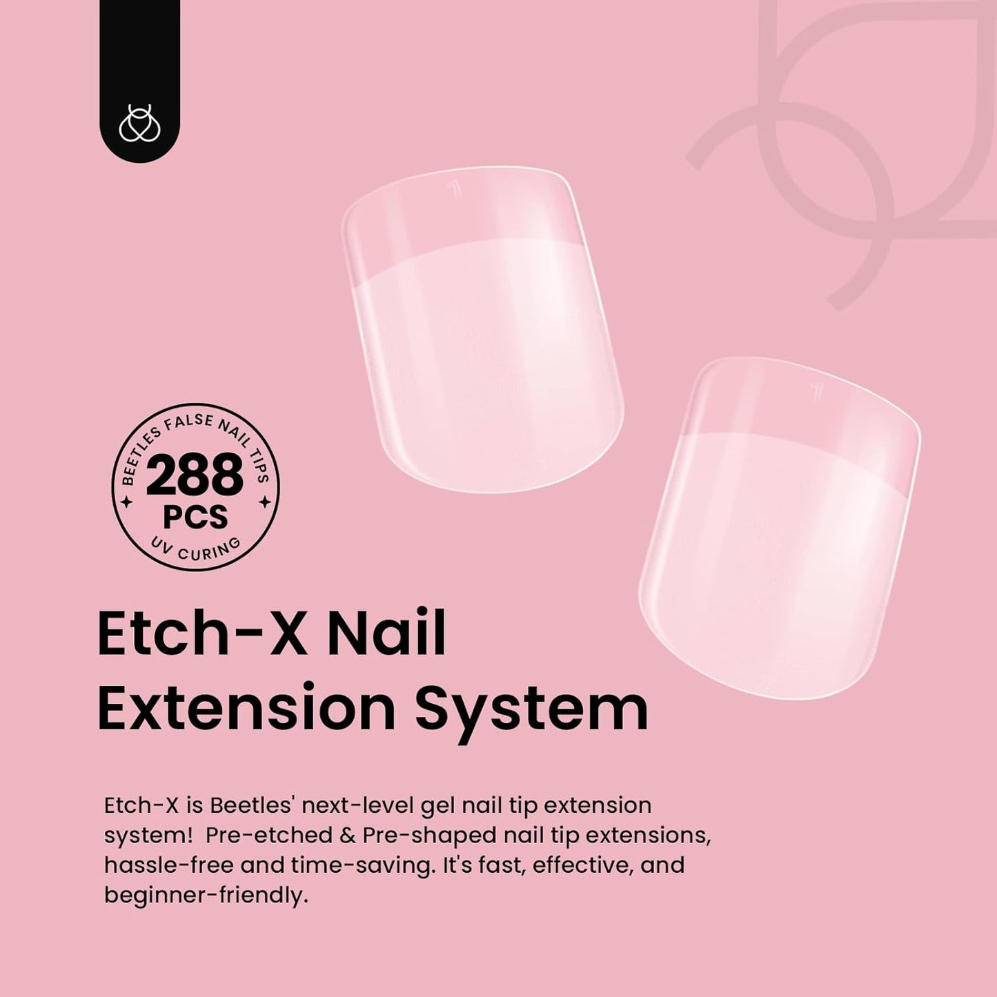 Beetles Gel Nail Tips 288Pcs Extra Short Square Etch-X Fake Nails Half Matte Press on Nail Tips Full Cover Nail Tips Gel Nail Polish Extensions Set Gifts for women-Velvo Beauty
