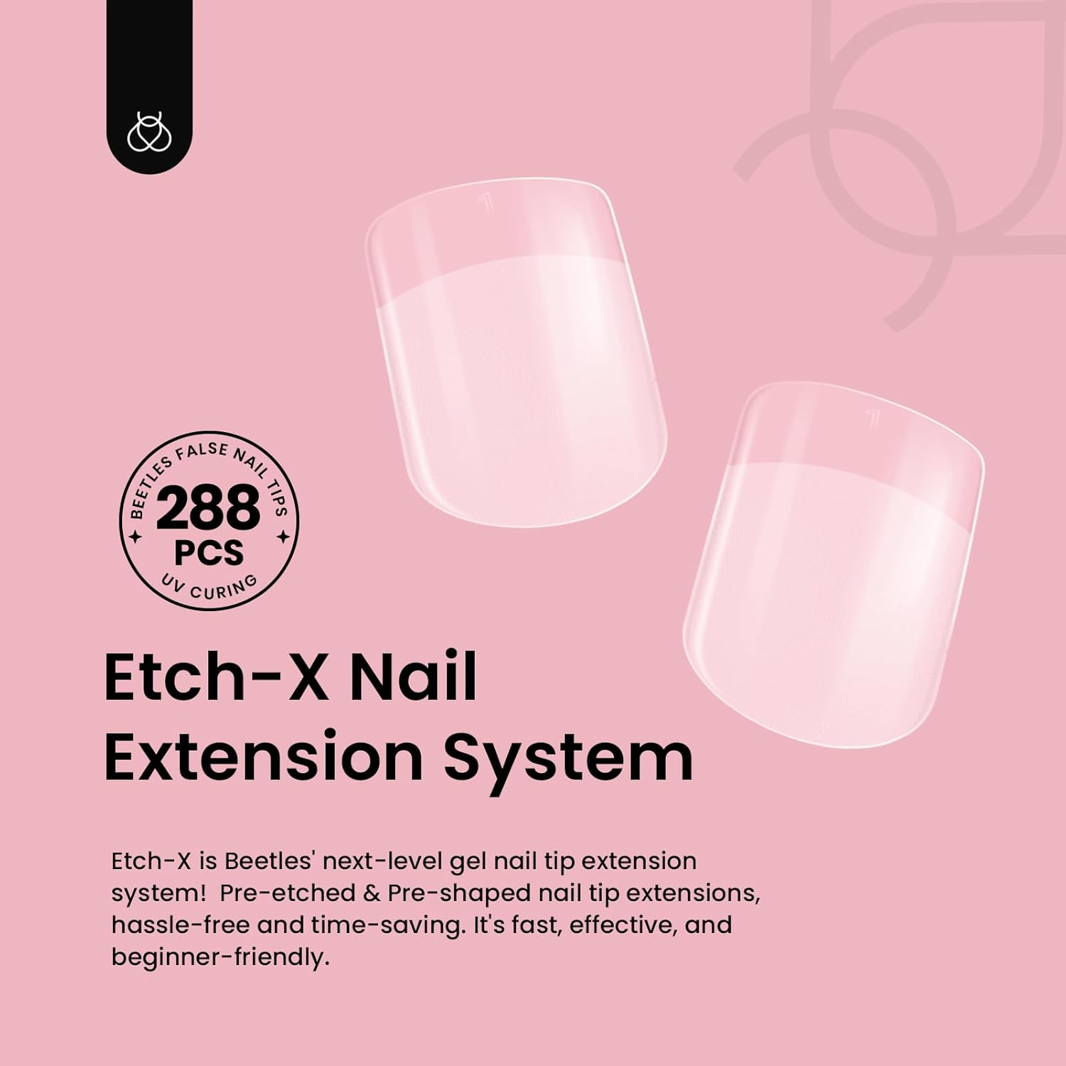 Beetles Gel Nail Tips 288Pcs Extra Short Square Etch-X Fake Nails Half Matte Press on Nail Tips Full Cover Nail Tips Gel Nail Polish Extensions Set Gifts for women-Velvo Beauty