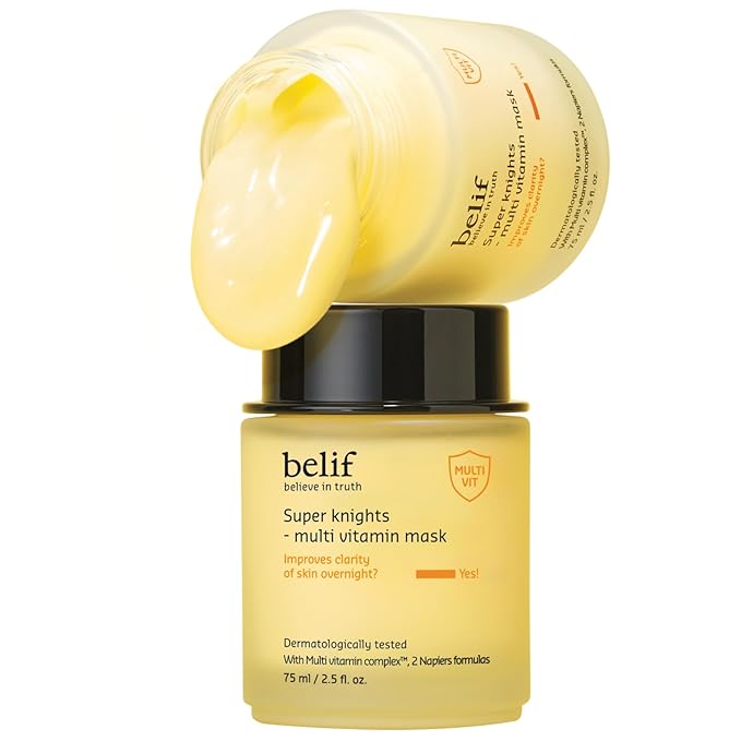 belif Vitamin C Overnight Butter Mask – Hydrating & Rejuvenating Sleeping Mask with Multi Vitamin Complex for Plumping Dull Skin & Refining Uneven Texture, Korean Skincare, 2.5 fl.oz-Velvo Beauty