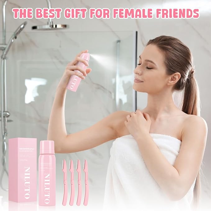 Hair Identifier Spray for Face Shaving, Moisturizing and Skin Care Dermaplaner Spray,Skin Body Hair Identifier Comfortable Face Shaving Powder (Pink 2Pack)-Velvo Beauty