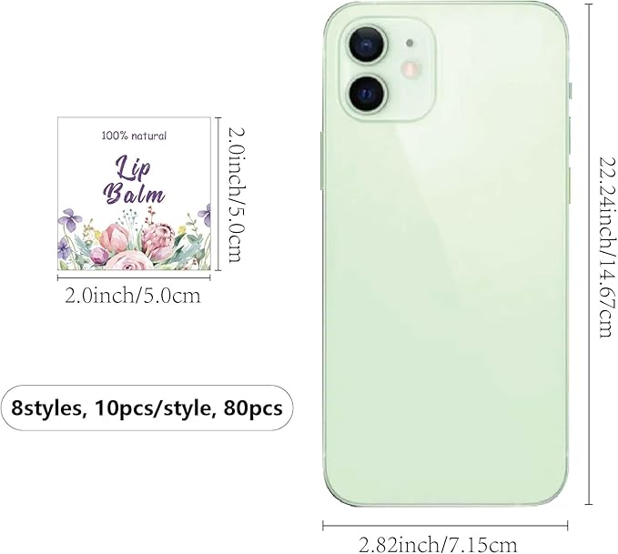 CRASPIRE 80Pcs 8 Styles Lip Balm Sticker Flower Self-Adhesive Homemade Lip Balm Labels Vintage Square DIY Plant Label Stickers for Lip Balm Containers Cosmetics Lipsticks-Velvo Beauty