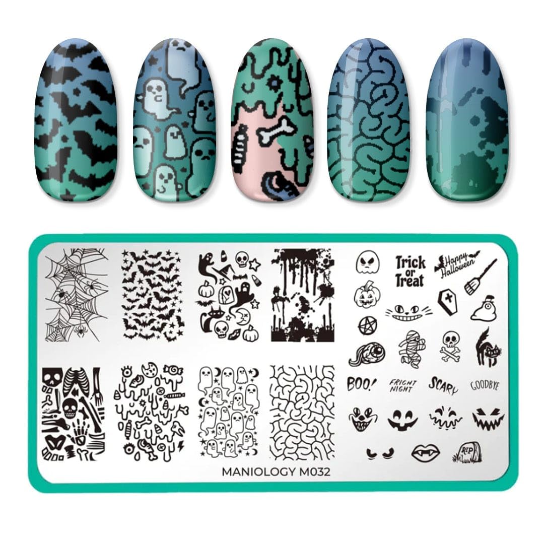 Maniology Halloween Limited Edition Nail Stamping Starter Kit (Plate, Polish, Top Coat, Stamper and Scraper Card)-Velvo Beauty