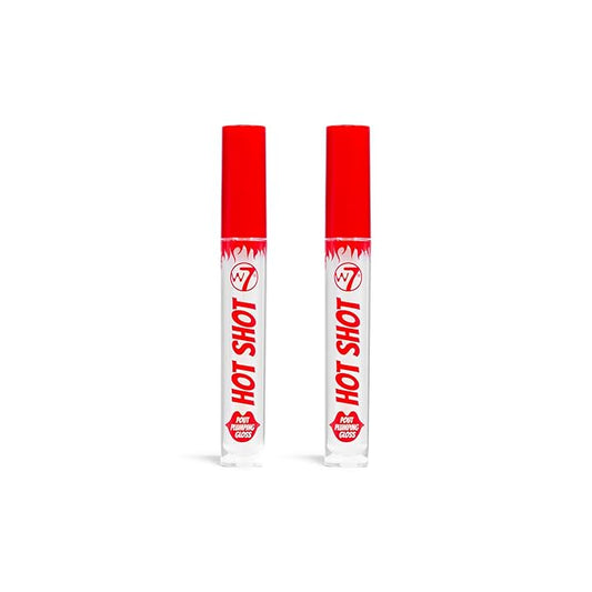 W7 Hot Shot Plumping Gloss Bundle - Enhancing Plump Effect For Fuller Lips - Clear, Natural, High Shine Finish - 2 Pack-Velvo Beauty
