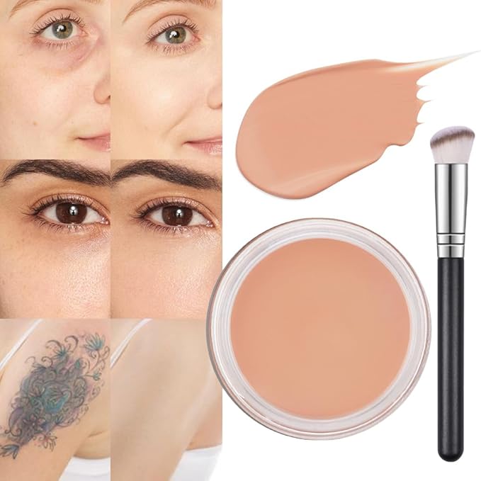 Kaely Pot Concealer Full Coverage Set,under Eye Brightener Concealer for Conceals Dark Circles,Waterproof Foundation Face Makeup Brush Kit,Color Correcting Concealer,Eye Ring corrector de ojeras 03-Velvo Beauty