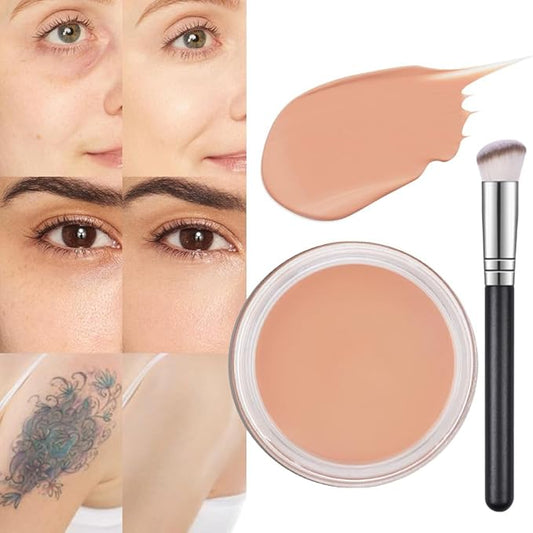 Kaely Pot Concealer Full Coverage Set,under Eye Brightener Concealer for Conceals Dark Circles,Waterproof Foundation Face Makeup Brush Kit,Color Correcting Concealer,Eye Ring corrector de ojeras 03-Velvo Beauty