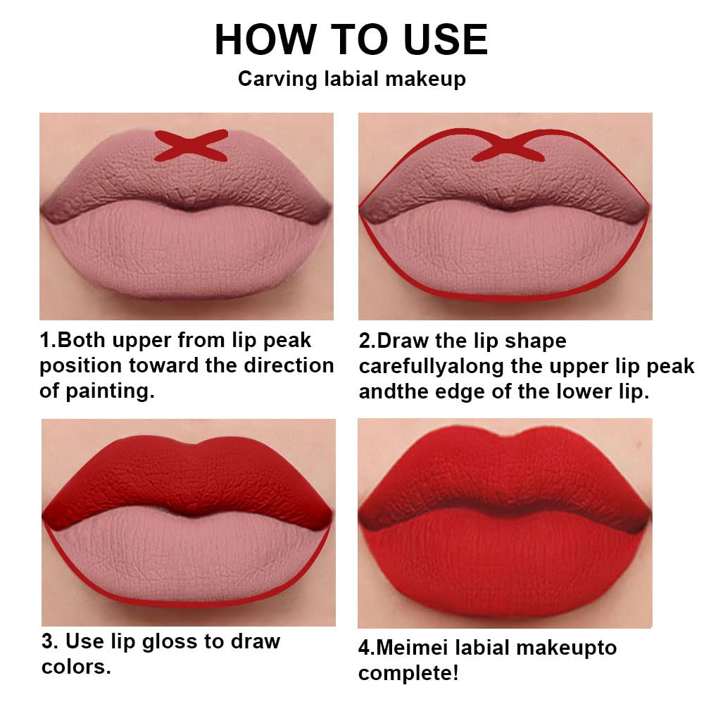 evpct 2Pcs Ruby Red Matte Lip Liner and Lipstick Combo Red Lip Gloss Stains Pencil Makeup Set Women Waterproof Long Lasting 24 Hours Lipstick and Lip Liner Set labiales mate 24 horas originales 14-Velvo Beauty